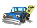 wash me dirty blue car needs to be washed animation Animated car with wash me sign
