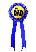 Animated blue ribbon for number one First Place DAD