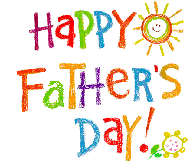 Moving animated clip art image of  Happy Father's Day in chalk with a butterfly flapping wings