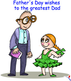 Father's Day wishes to the greatest dad. Animated gif of little girl giving her Dad a flower