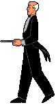 animated butler in suit walking