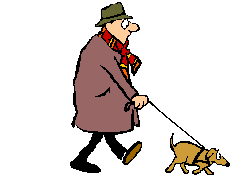 animated man walking dog animation