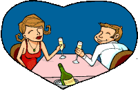Couple has twisty arms champagne toast