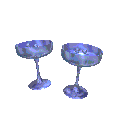 Two champagne glasses clinking in a toast