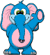 Animated blue moving elephant waving