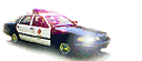 Animated police car with lights flashing