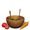 Animated spoons tossing a salad
