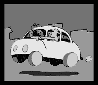 Old black and white style automobile animation