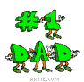 Green animated dancing letters spelling #1 DAD