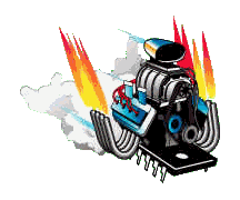 cartoon hot rod hemi engine animation revving out in smoke and flames