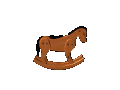 Little wooden animated rocking horse moving