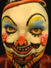 Creepy animated moving Humpty Dumpty clown face