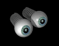 Animated gag comedy cartoon eyeballs on slinky springs moving in and out with dilating pupils