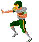 Small animated clip art picture of football player running with the ball
