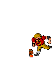 Moving clip art animation of football player kicking the football