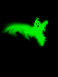 Misty green ghost anomaly floating in the air howling through the night gif animation clip art