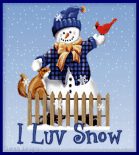 Snowman loving the fresh fallen snow