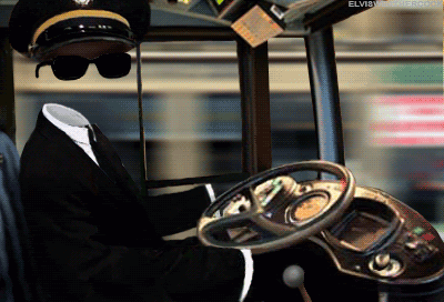 Moving picture of Ghost driving the bus. Original ghostly animated gif by Elvis Weathercock