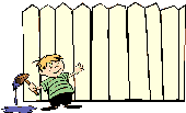 Little kid paints I Love Dad on fence Animated gif clip art 