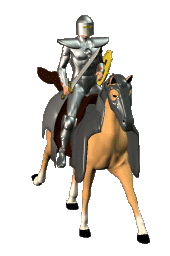 animated knight in armor riding on brown horse