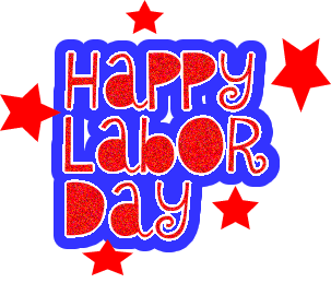 Happy Labor Day message with twirling red stars
