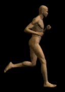 Animation of man running in slow motion