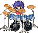 Clip art animation of a drummer playing the drums