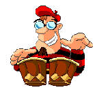 Artsy animated gif of a man playing bongo drums