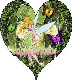 Animated Tinkerbell wishing you a Happy Birthday