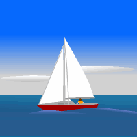 Animated sailboat on the water