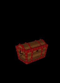 Animated treasure chest opens and a skeleton stands up in it then goes back down and lid closes