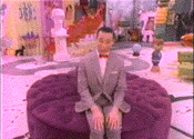 The best chair to use for musical chairs Animation of Peewee spinning around in a circle on a round chair