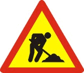 Little animated sign stick man working with shovel