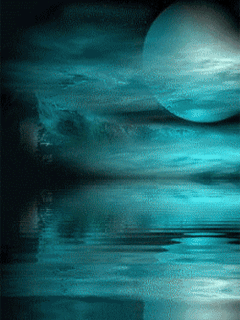 Reflections of an eerie blue full moon rising over the water