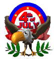 Moving animated 4th of July eagle looks around