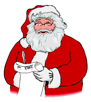 Animated Santa Clause checking his list