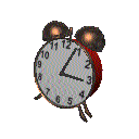 Animated alarm clock moving and bouncing around