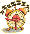 Animated alarm clock waking up and moving around