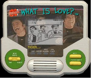 Handheld video game designed around three characters bobbing their heads to the song "What is Love"