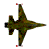 Animated fighter jet spinning around