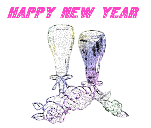 Animated sparkling champagne Happy New Year gif