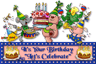 Winnie the Poo Birthday Celebration moving gif animation