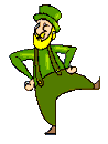 Dancing Irish gentleman dressed in green