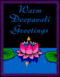 Warm Deepavali Greetings animated banner with candle in flower reflected in water