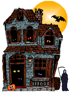Halloween haunted house with eyes watching you animation vampire and ghost