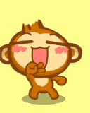 Animated moving clip art picture of happy dancing monkey