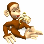 Moving animated picture of monkey eating a banana