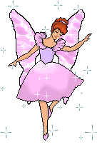 Moving picture fairy in pink dress sparkles animated gif