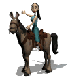 Moving picture girl on horse back waving animated gif