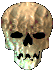 Moving clip art image of skull